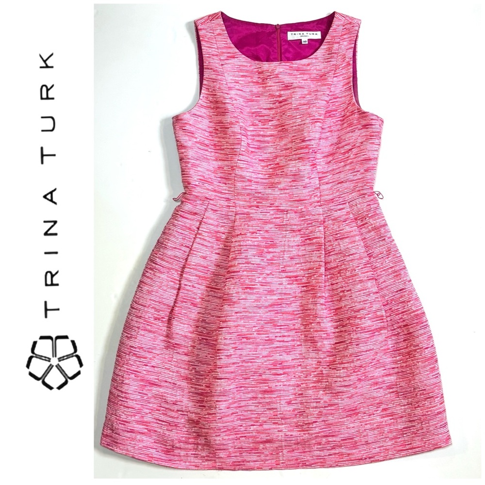 Trina Turk Pink Aime Jacquard Dress Fit & Flare 10